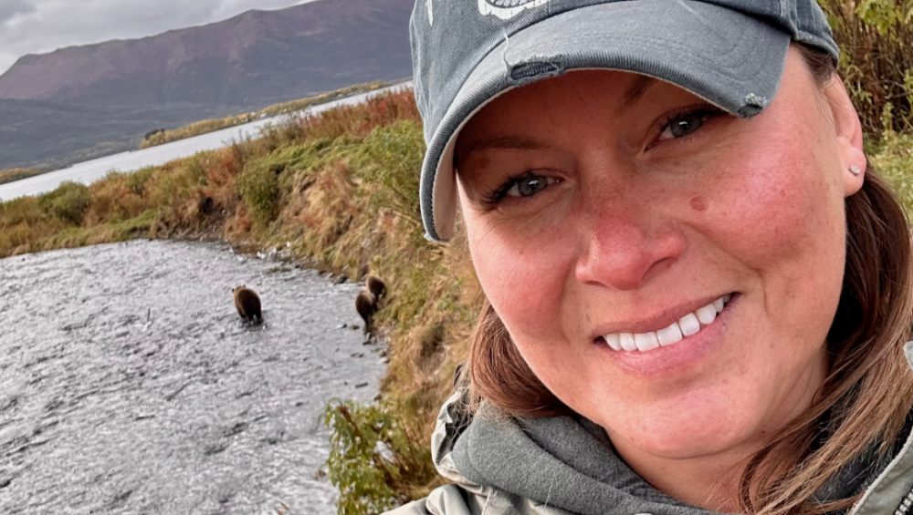 A woman taking a selfie