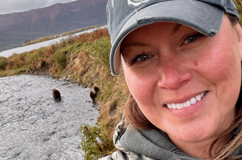 A woman taking a selfie